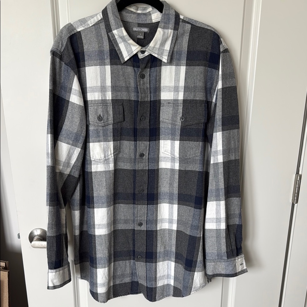Falls Creek Checkered Blue Gray Flannel